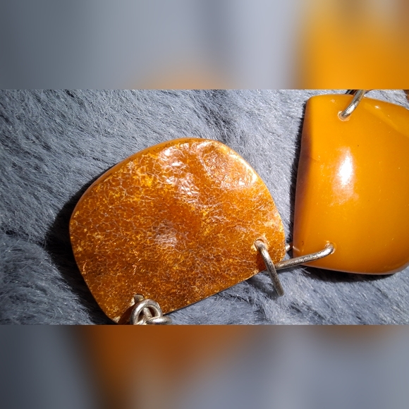 Baltic Amber Russia Egg Yolk Butterscotch Silver Necklace Signed - Picture 12 of 12